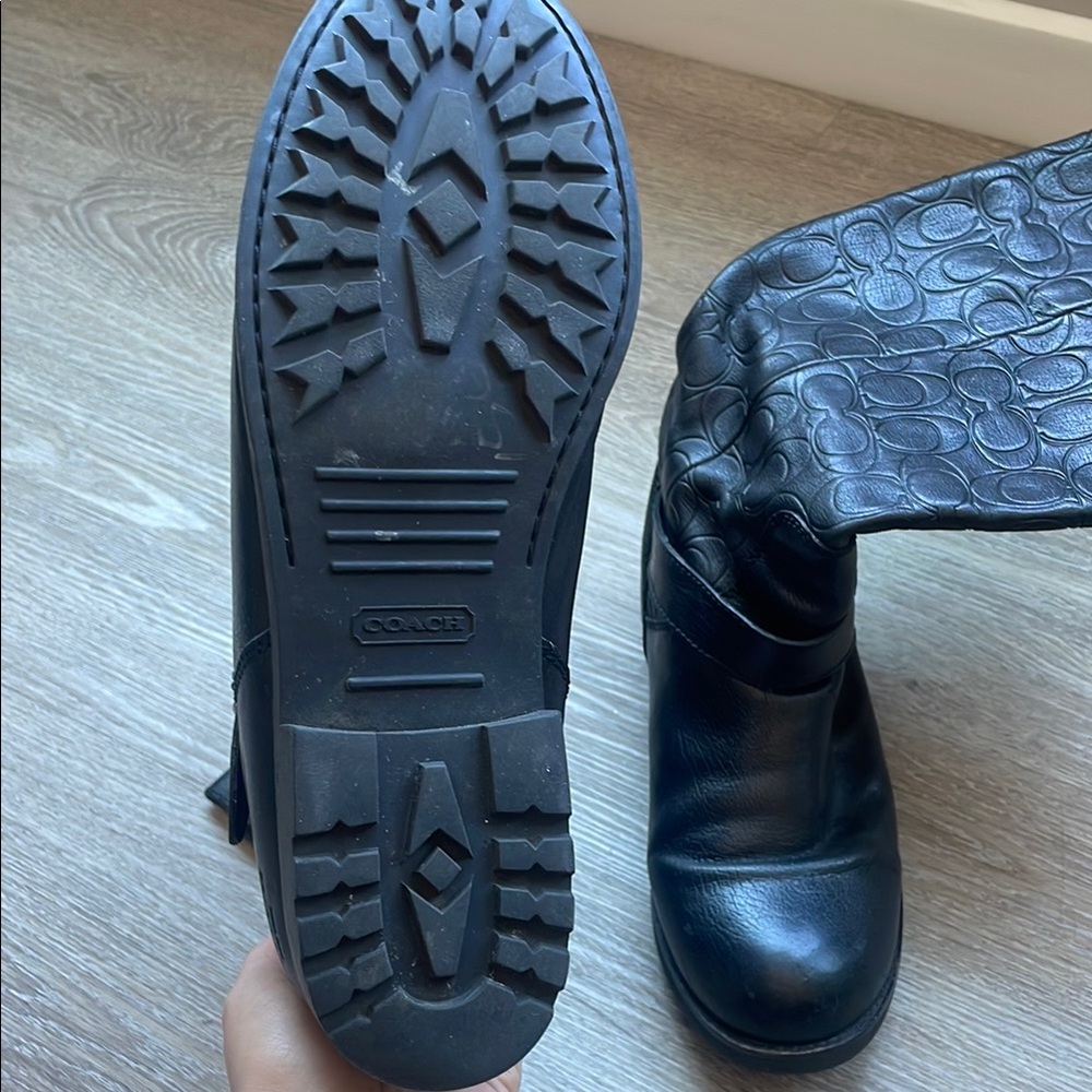 Coach Black Leather Combat Boots with Subtle Hardware - Picture 5 of 7